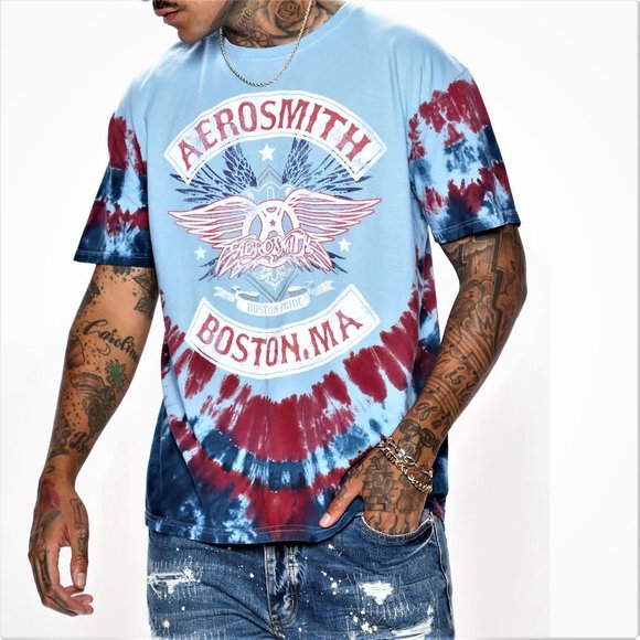 Aerosmith Boston Pride metal rock Tie Dye Official T-Shirt L runs big NWT - Picture 1 of 3
